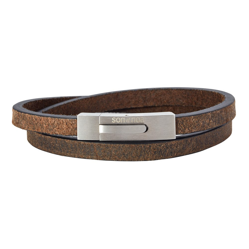 SON armbånd mørkebrun kalveskind 41cm 6mm 41