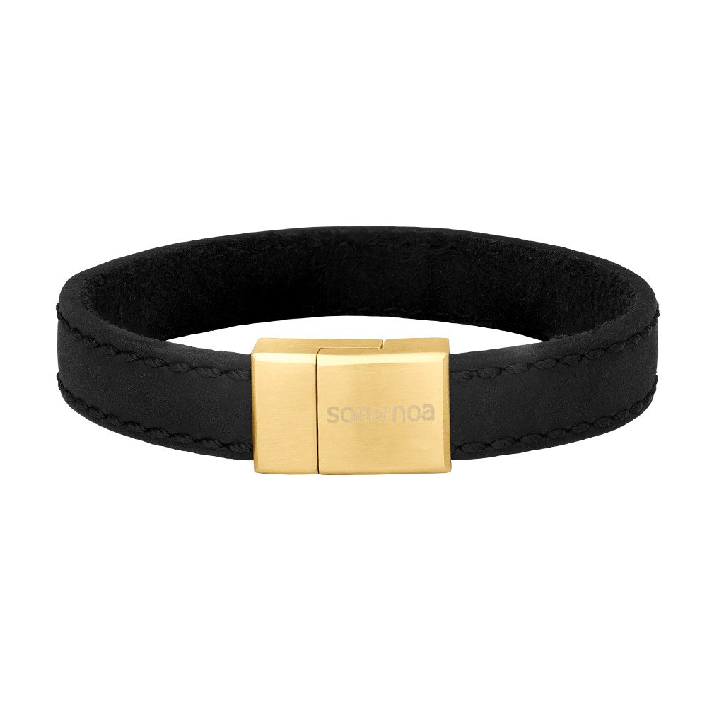 SON Armband schwarzes Kalbsleder 19cm 12mm 19
