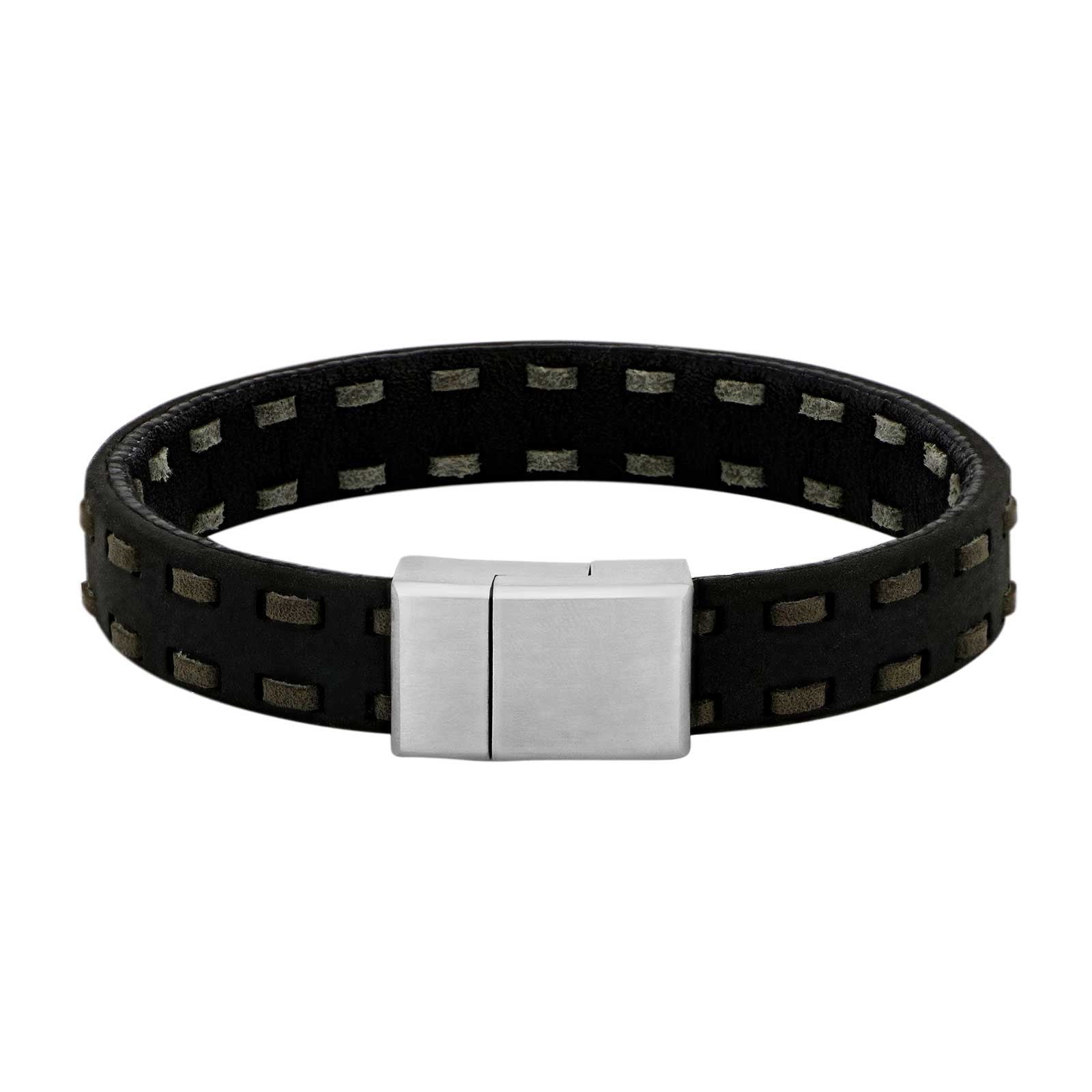 SON-Armband schwarz mit grauem Kalbsleder