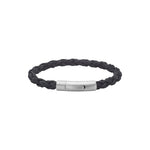 SON bracelet black calf leather round braided 6mm
