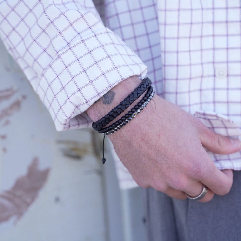 SON Armband matt schwarz Onyx 4mm, 19-25cm