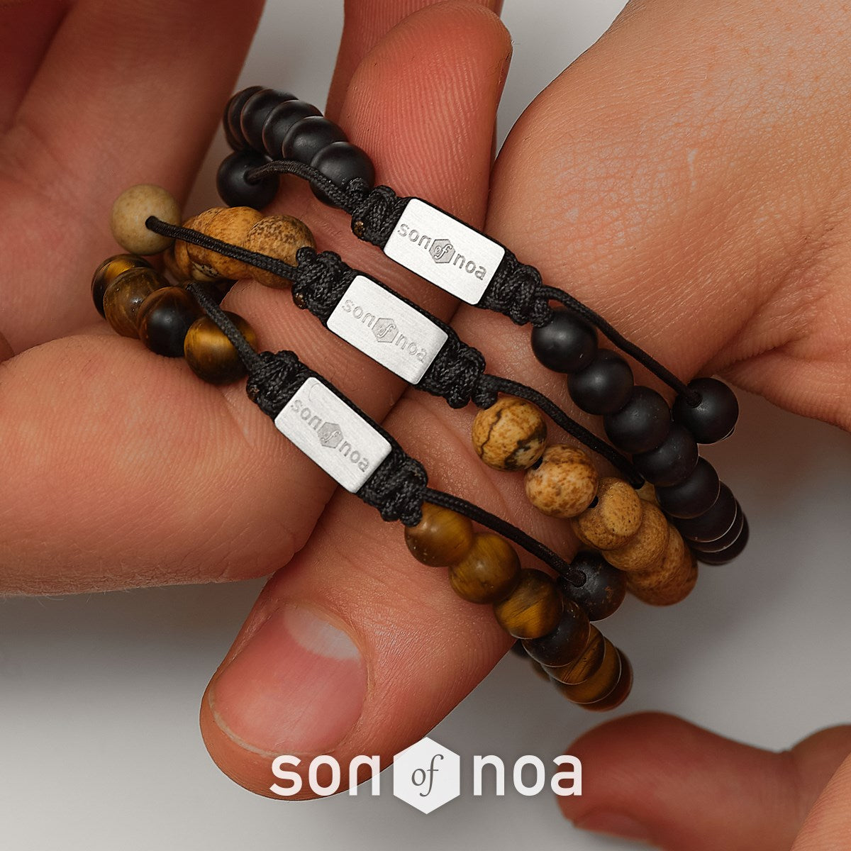 SON bracelet matt black onyx 19-25cm