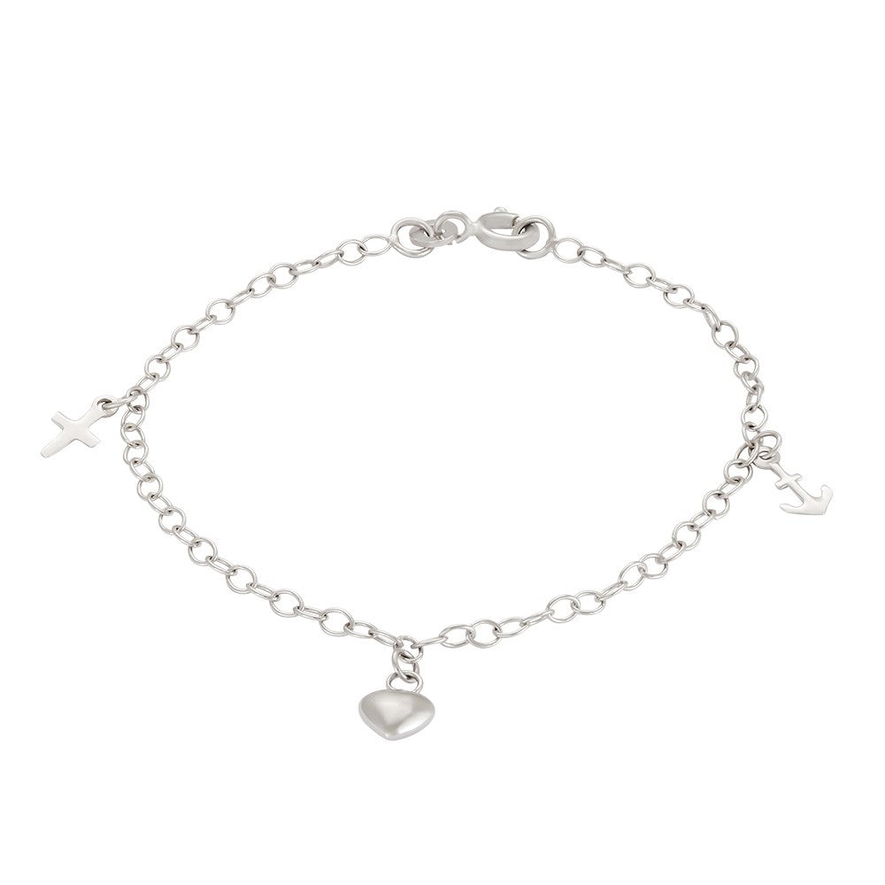 Silberarmband mit Glaube, Hoffnung und Liebe - Rhodiniert