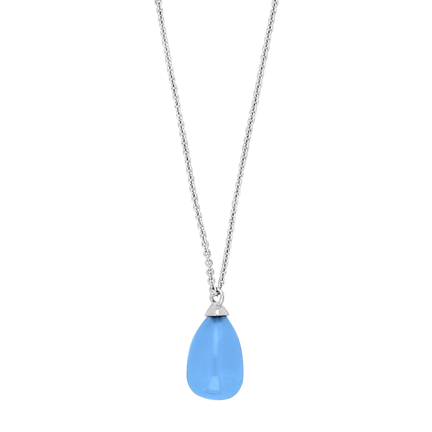Silver chain SWEETS52 blue chalcedony - Rhodium plated