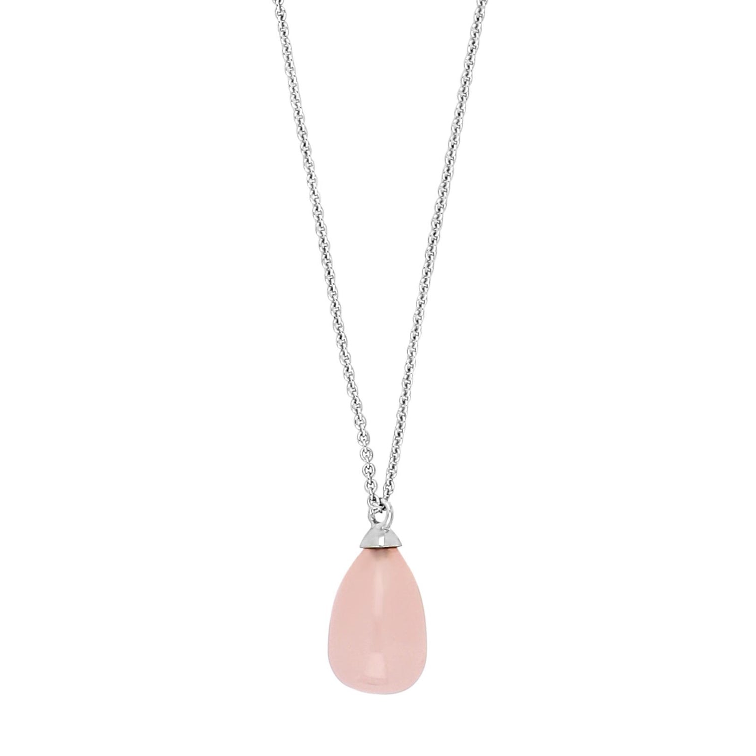 Silver pendant SWEETS52 rose quartz - Rhodium plated