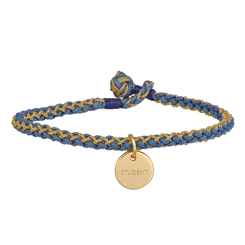 Handgeflochtenes Armband 16,5cm STUDENT blau - Vergoldet