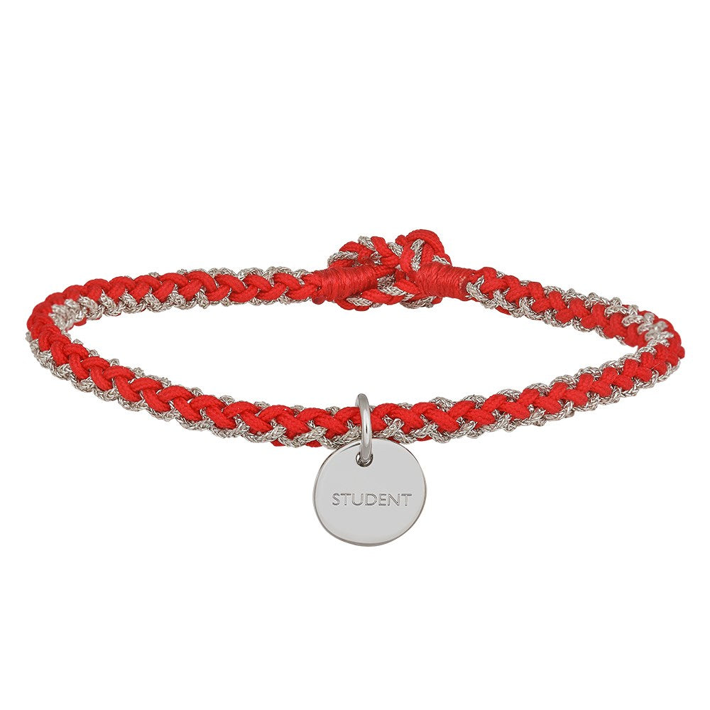 Handgeflochtenes Armband 16,5cm STUDENT rot - Vergoldet