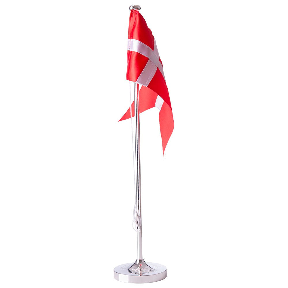 Forkromet flagstang m. dåbsfod, 38,5 cm