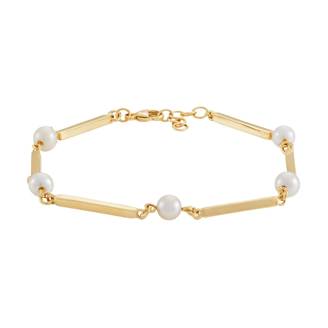 Siersbøl 14ct. gold bracelet bar-pearl(FWP)18+2