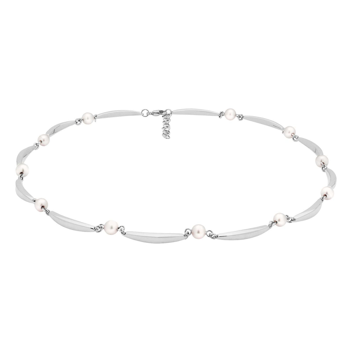 SIERSBØL rhod. sølv banan & perle(FWP)collier 40+3