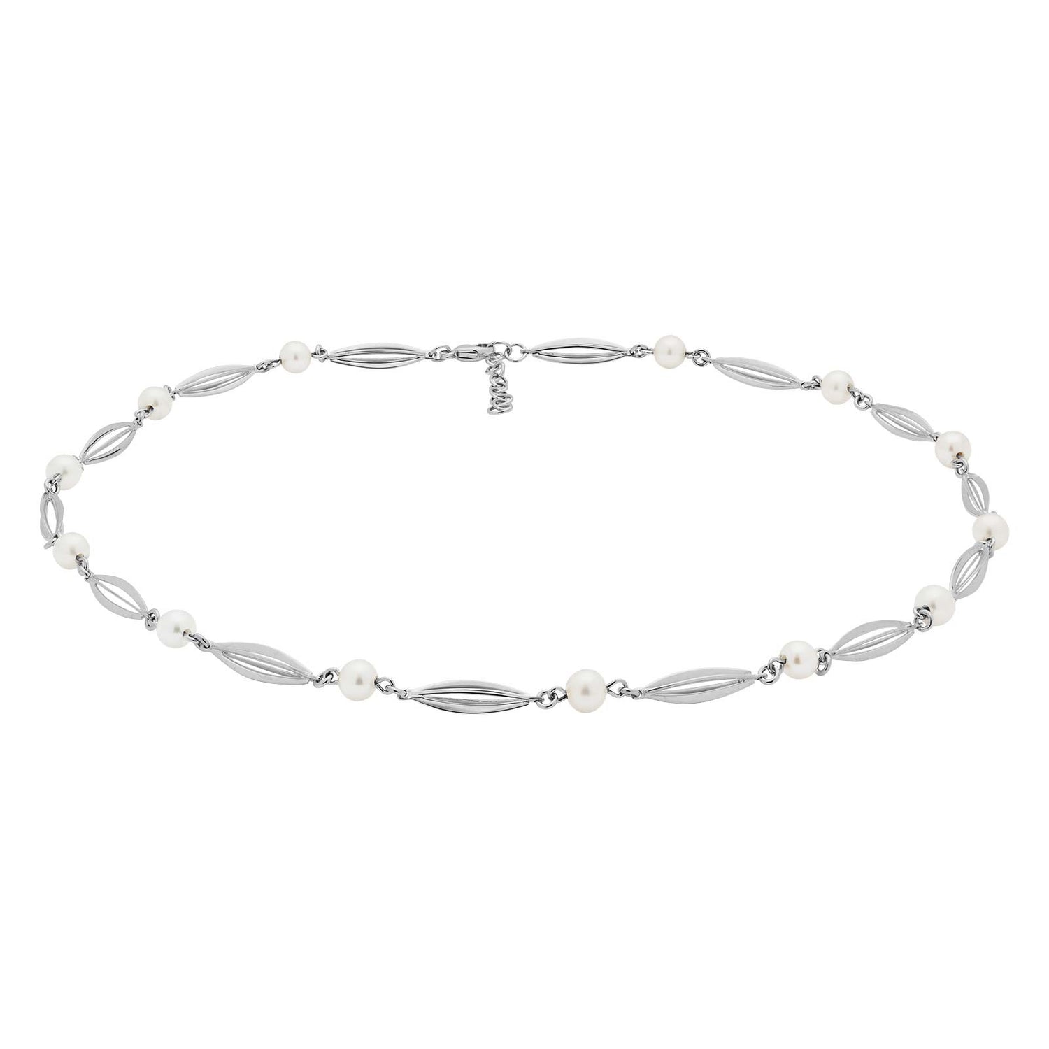 SIERSBØL Rhod. sølv bur&perle (FWP)collier 41+3cm
