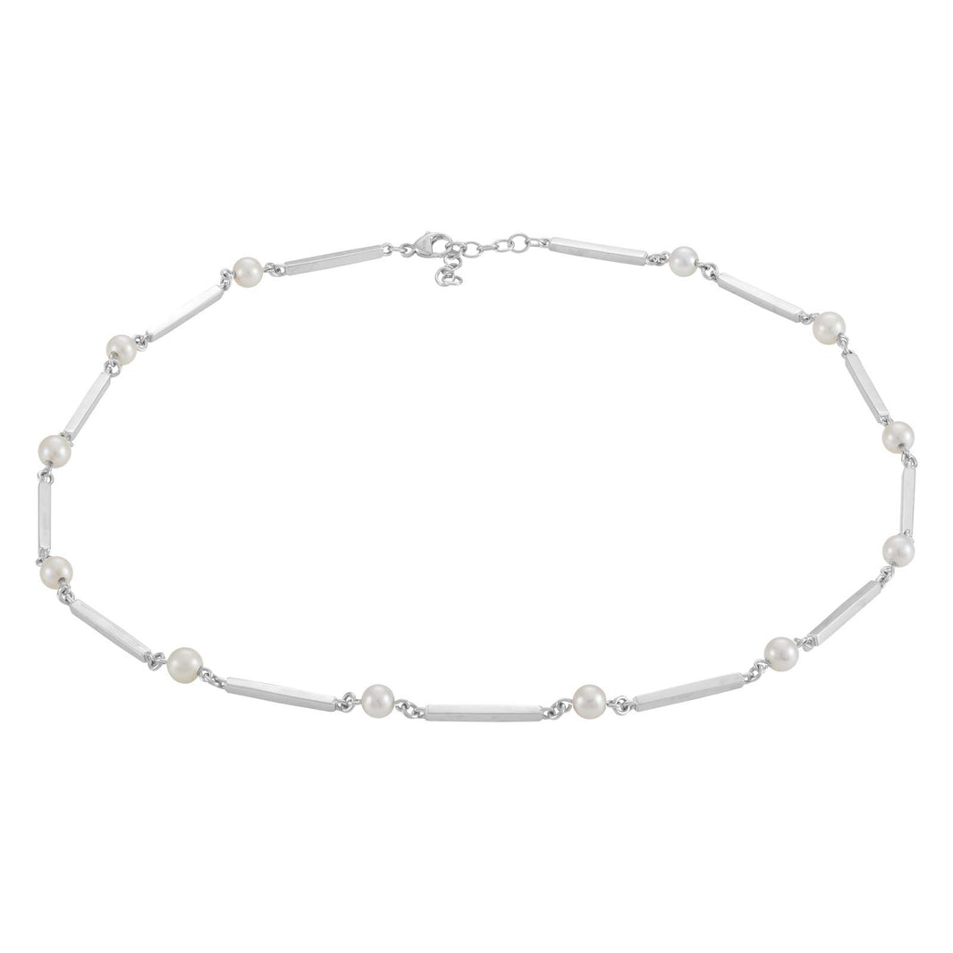 Siersbøl rhod. silver collier bar-pearl  40,5+3cm