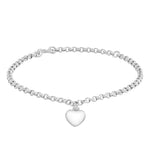 Rhod. silver bracelet heart 8mm