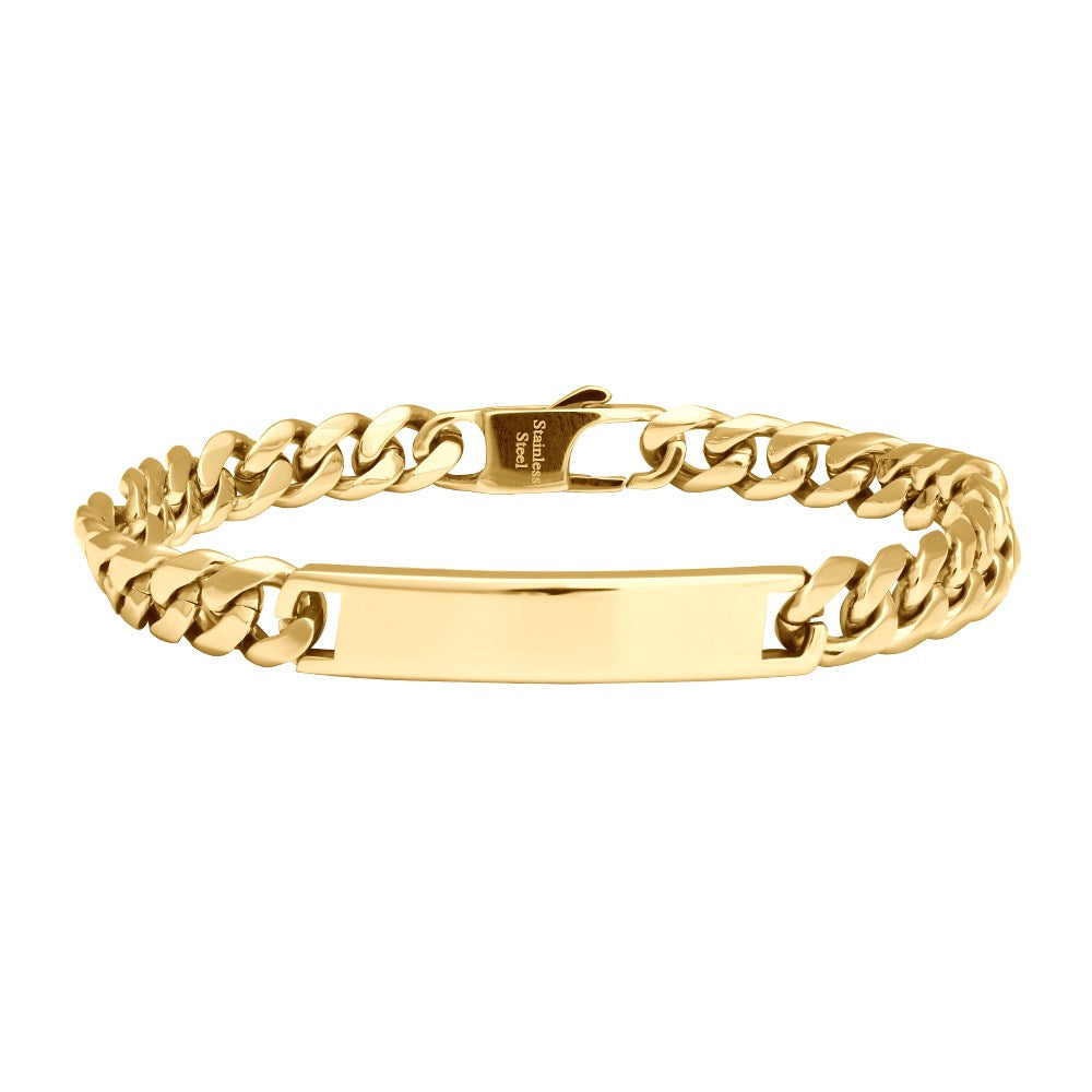 SON Armband Stahl mit Platte glänzend IPGold - 23