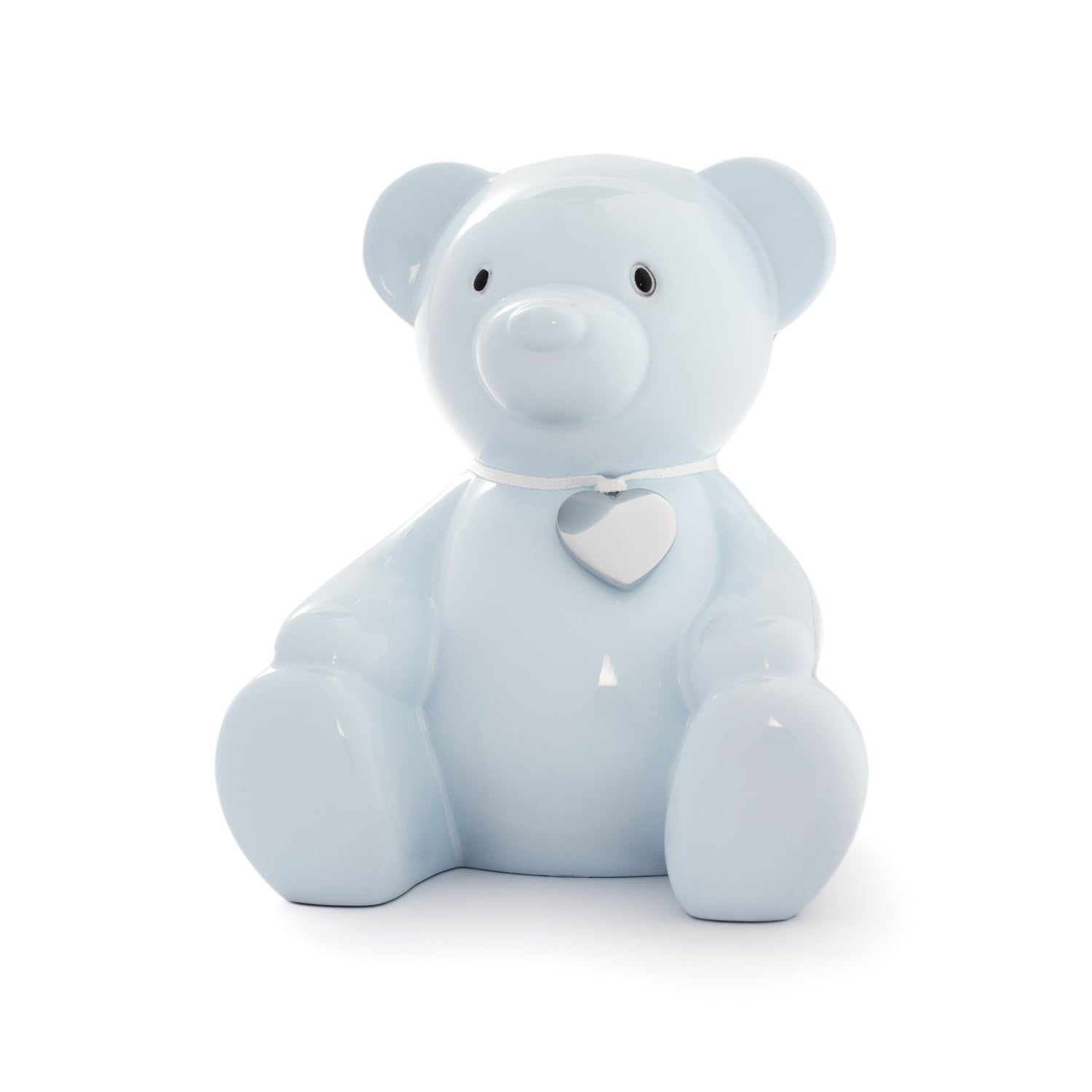 Sparbüchse hellblau Teddybär m/ Gravurplatte