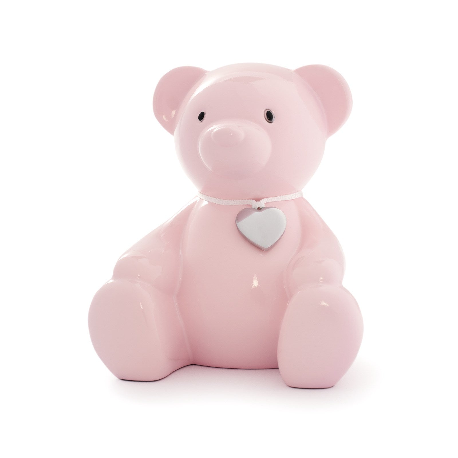 Lyserød sparebøsse bamse m. graveringsplade