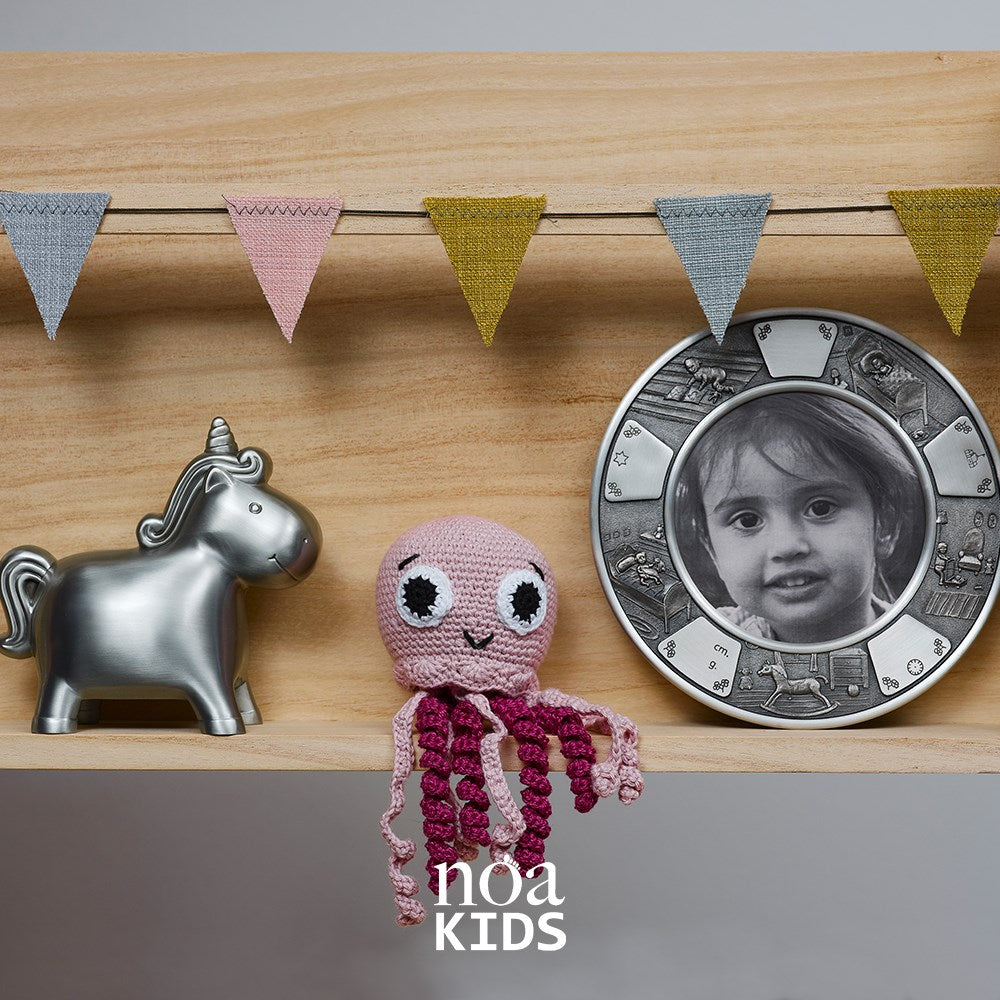 Pewter plated money bank unicorn