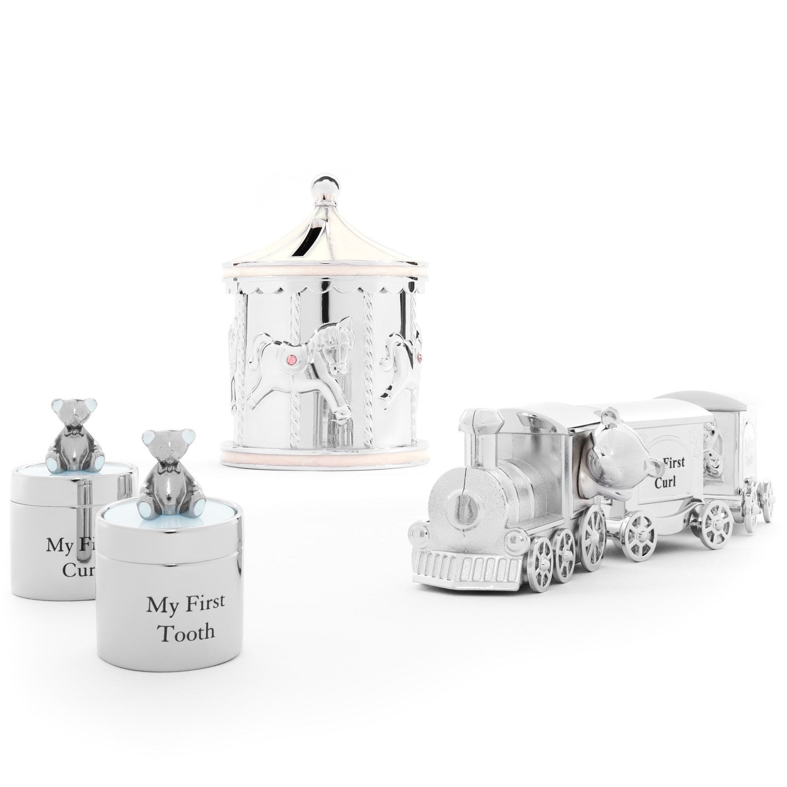 Forkromet sparebøsse lyserød karusel