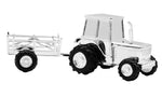 Traktor mit Wagen Sparbüchse verchromt