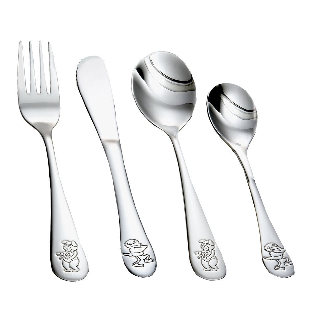 Rustfrit stål bestik m. Bamse & Kylling