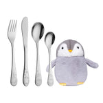 Kinderbesteck Edelstahl m. Pinguin inkl. Teddy