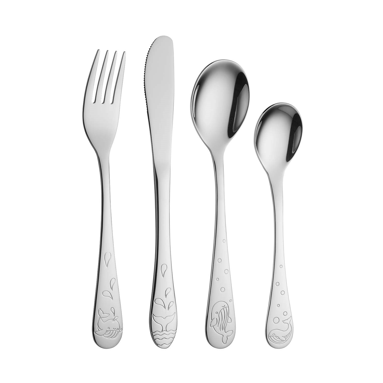 Children's cutlery stainless steel with whale including teddy