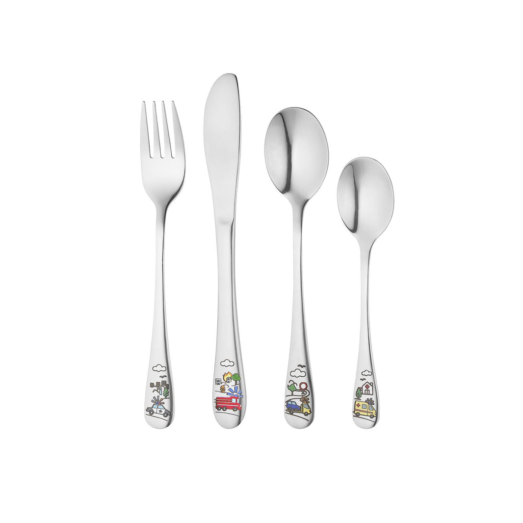 Stainless steel cutlery "Heroes on the way" w. enamel