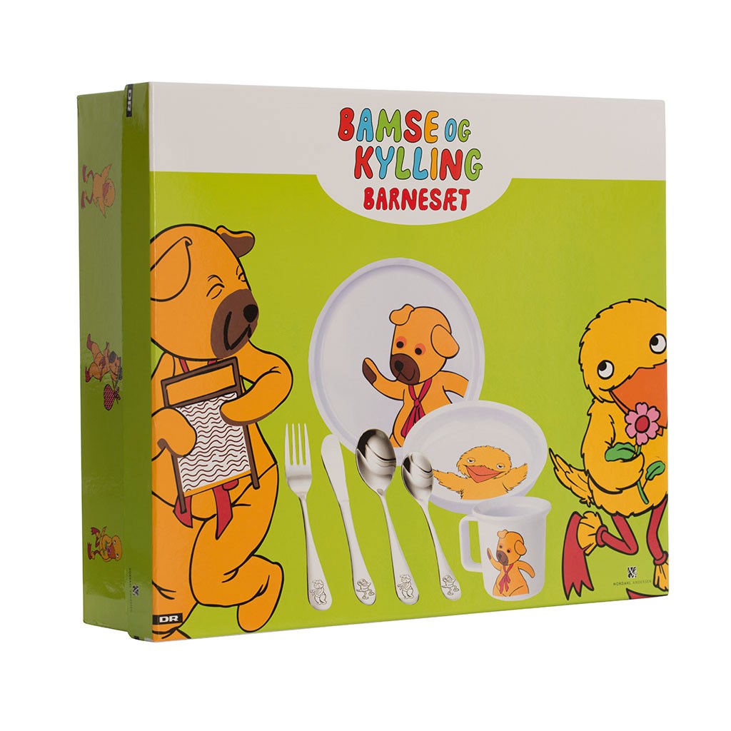 Kinderset Melamin Bamse & Kylling 7-teilig