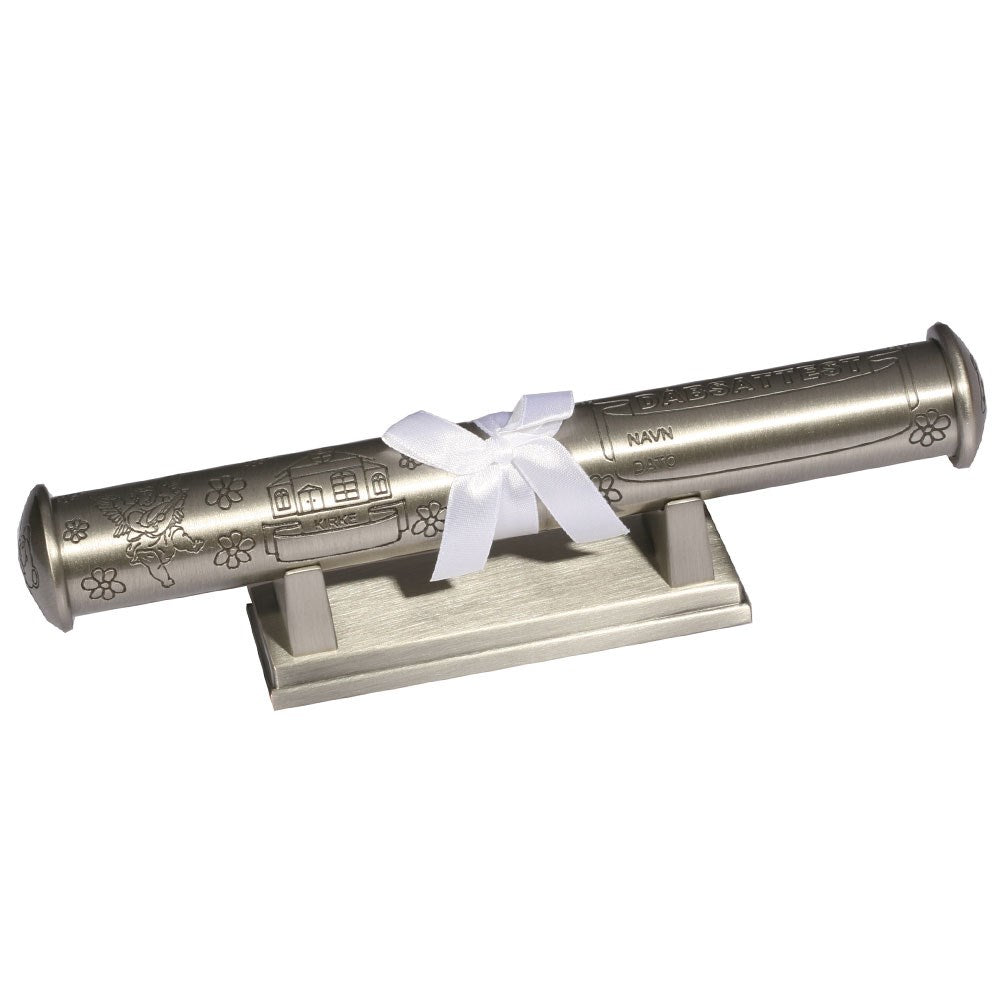 Verzinntes Taufurkundenrohr mit Fuẞ