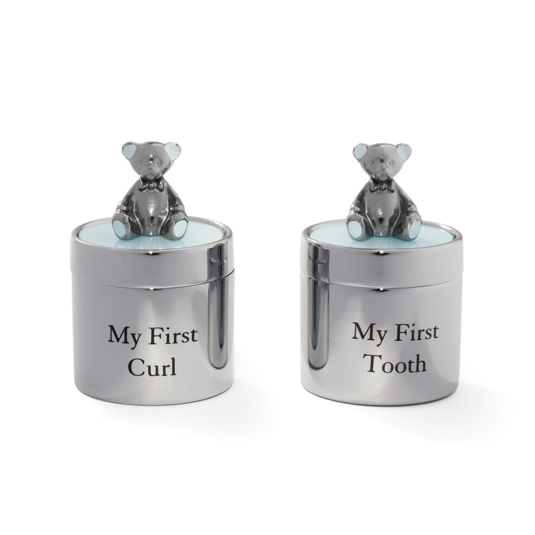 Verchromte Mein erster Zahn/Haarlock hellblau