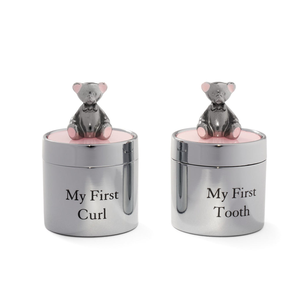 Verchromte Mein erster Zahn/Haarlock rosa