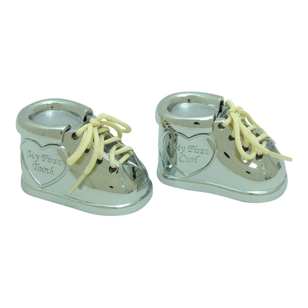 Verchromte Box Mein erster Zahn/Haarlocke Schuh