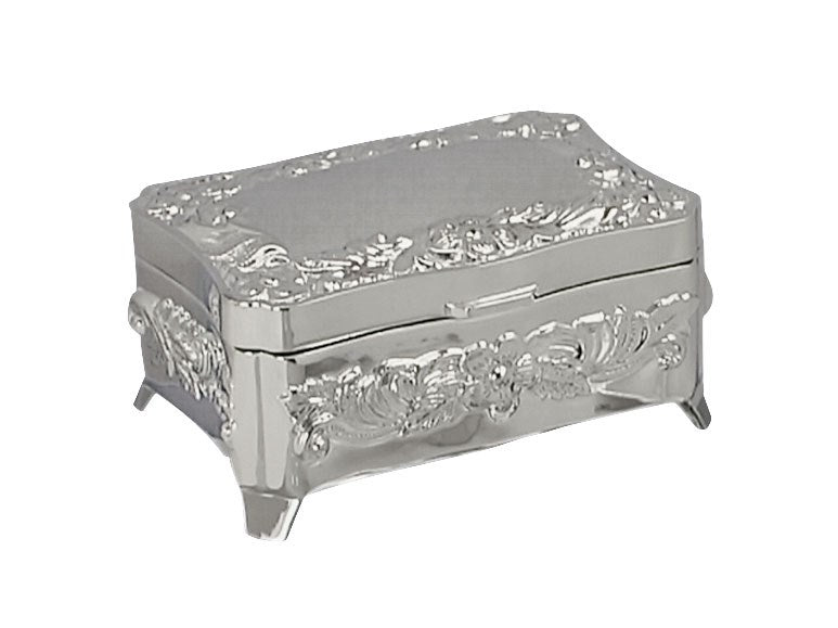 Verchromtes Schmuckkästchen antike Rosendeko.