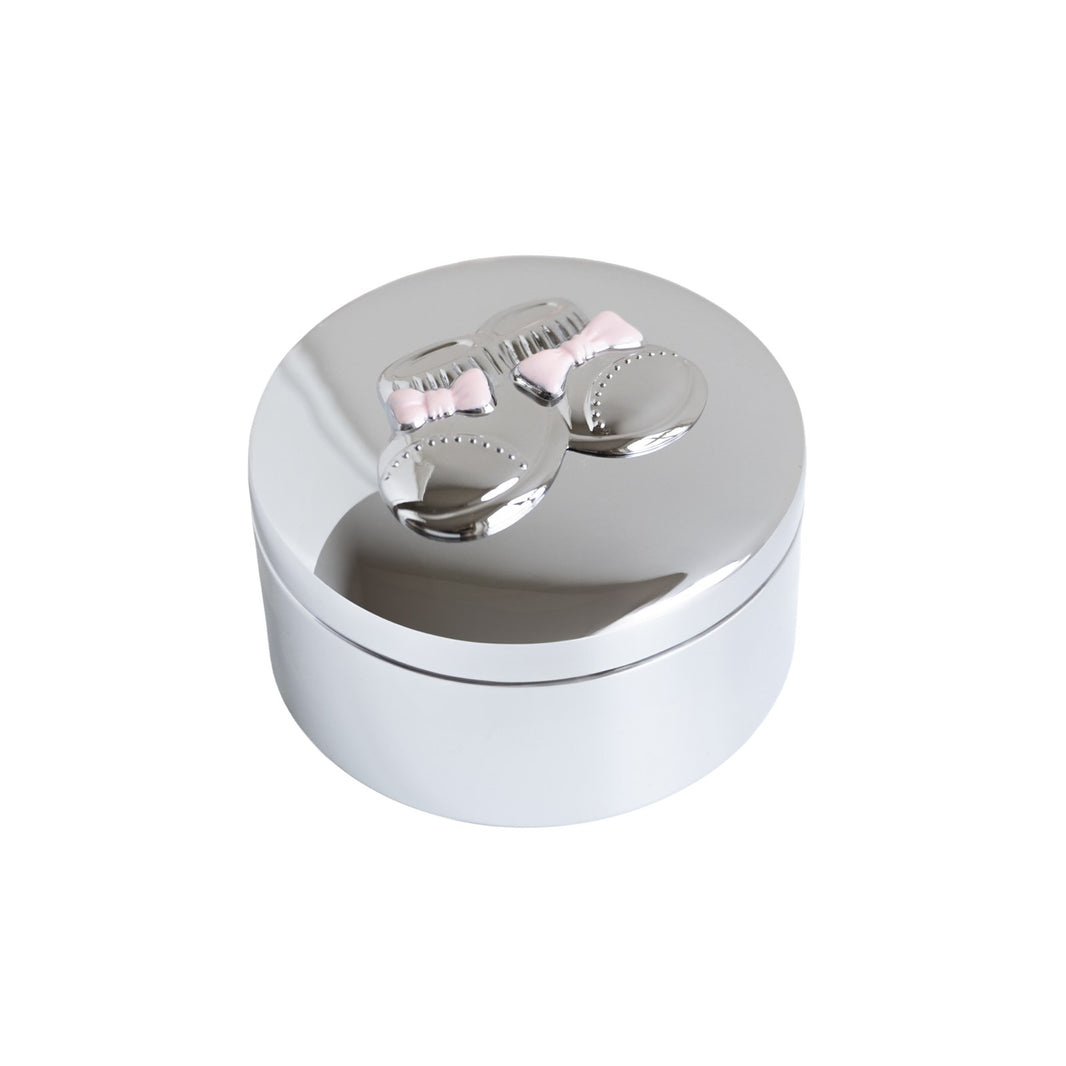 Chromeplated box w. shoes - pink