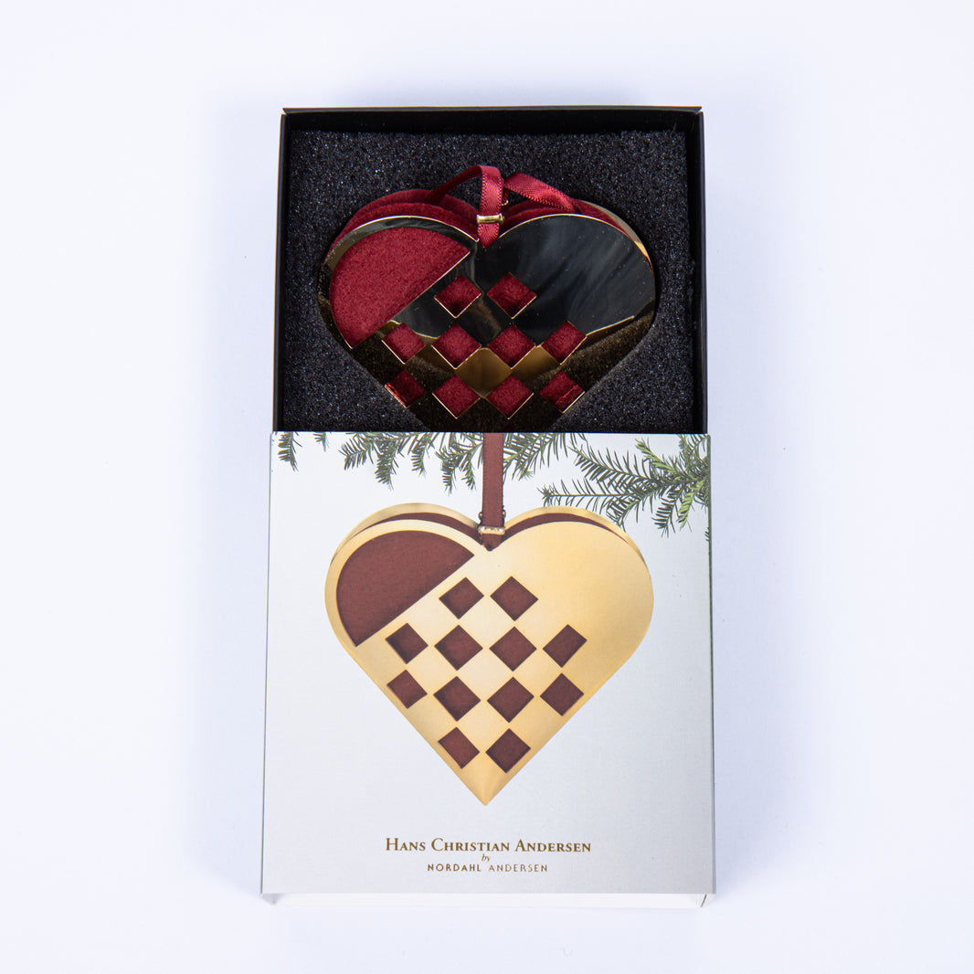 Christmas heart 15cm - braided heart 18k gold pl.