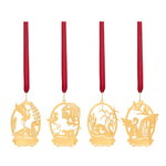 4 stuks wanddecoratie - Het lelijke eendje - 18 karaat geelgoud