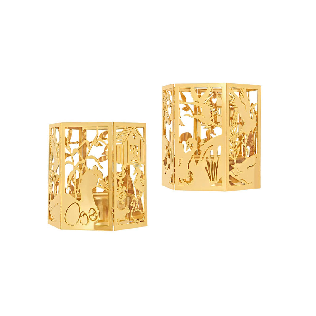 2pcs Candleholder - The ugly Duckling - 18k gold pl.