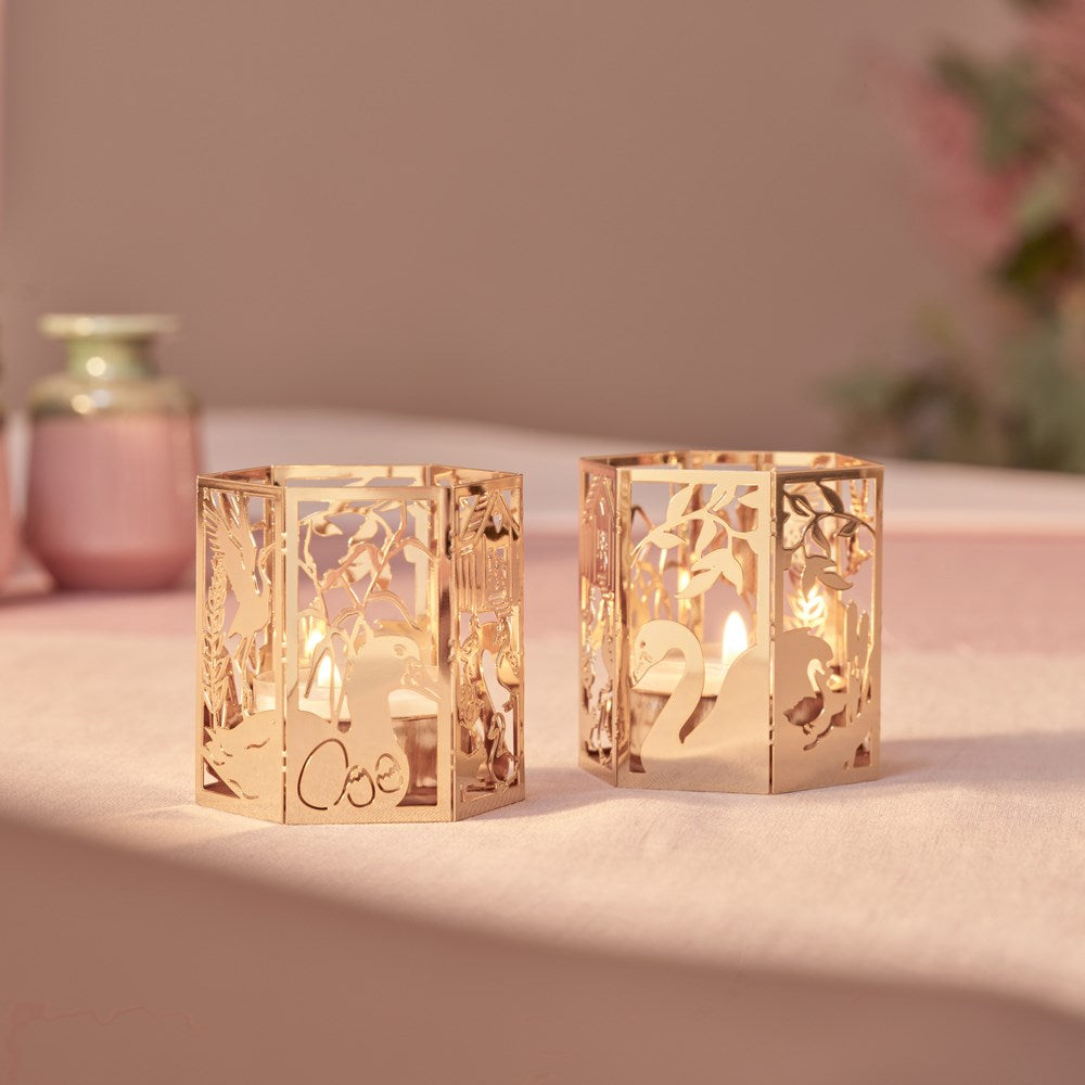 2pcs Candleholder - The ugly Duckling - 18k gold pl.