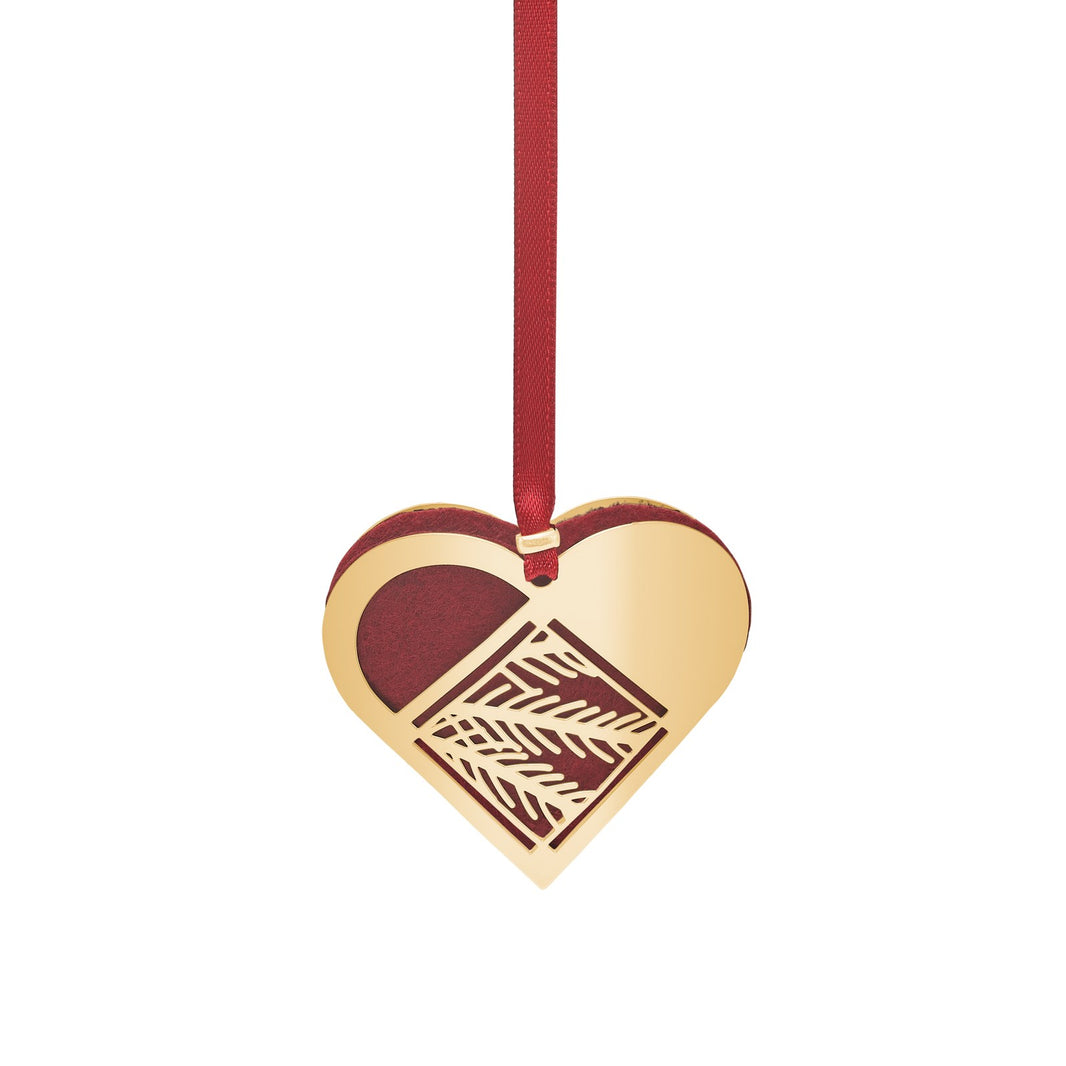 Mini heart -Pine branches - 18k gold plated