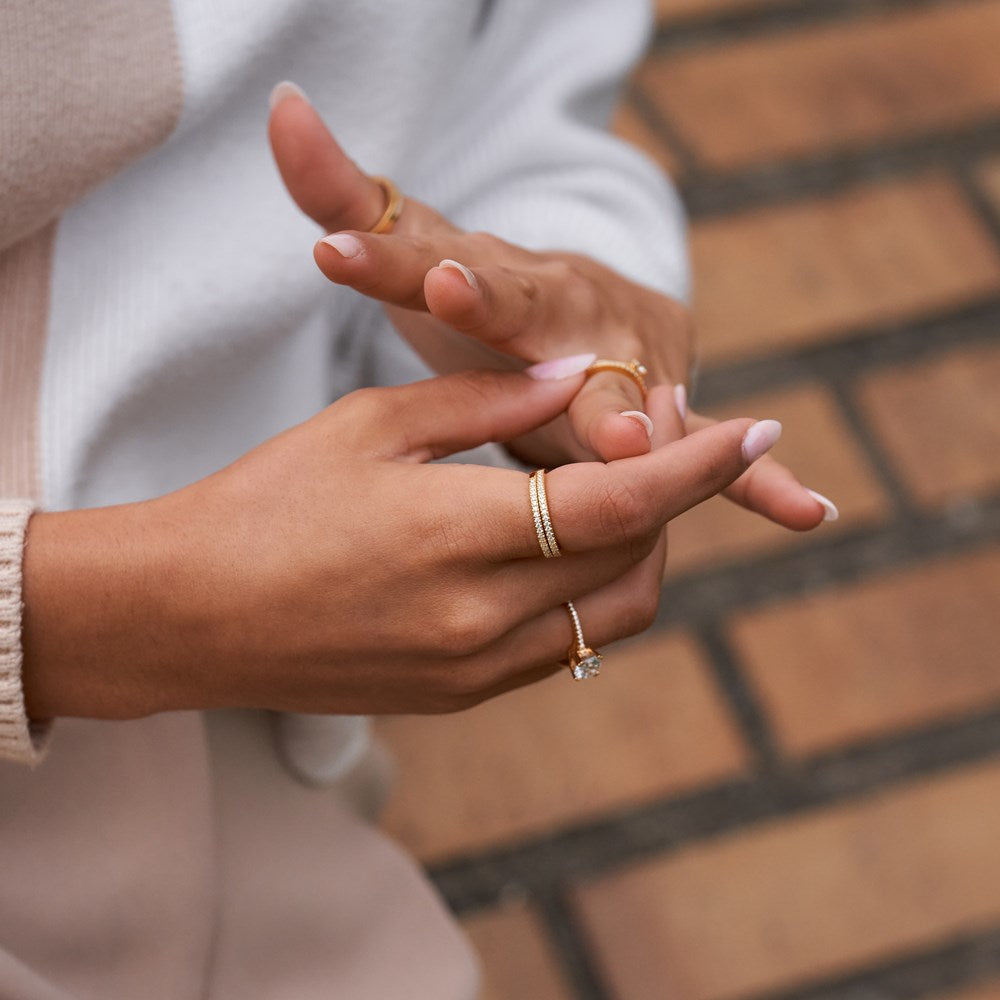 Rhodium-plated silver ring ADINANOR with 1 rk cz