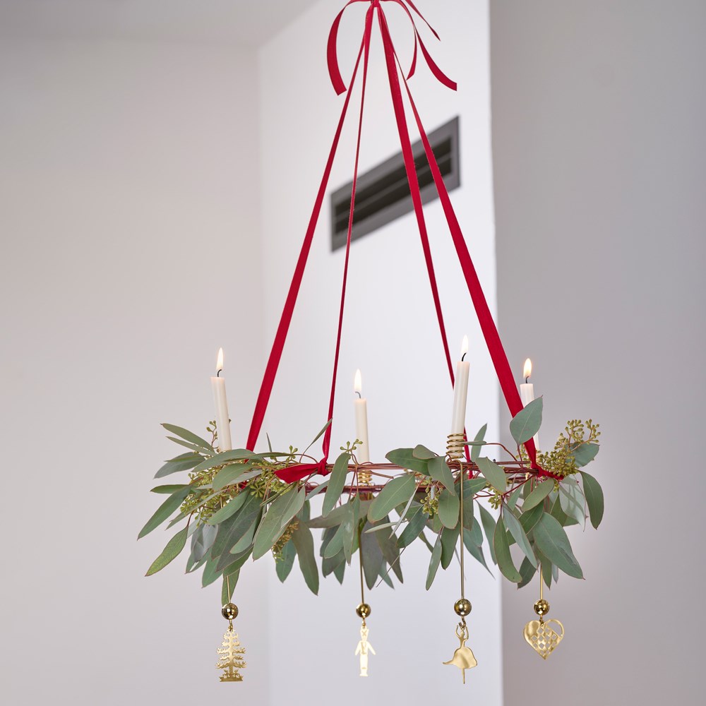 Candle holder - fir tree - gold-plated