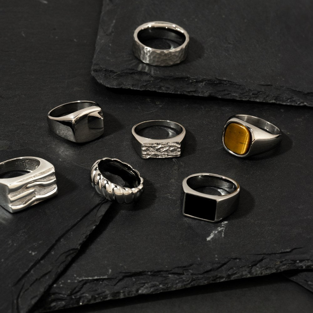 SON steel ring twisted - Gold-plated stainless steel / 70