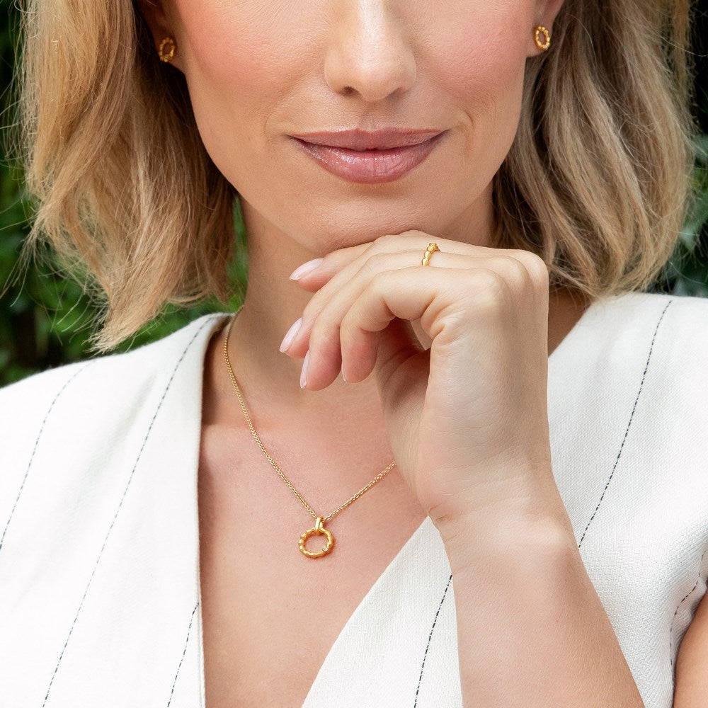 925/- pendant, goldplated satin, dia. 0,02ct W-SI