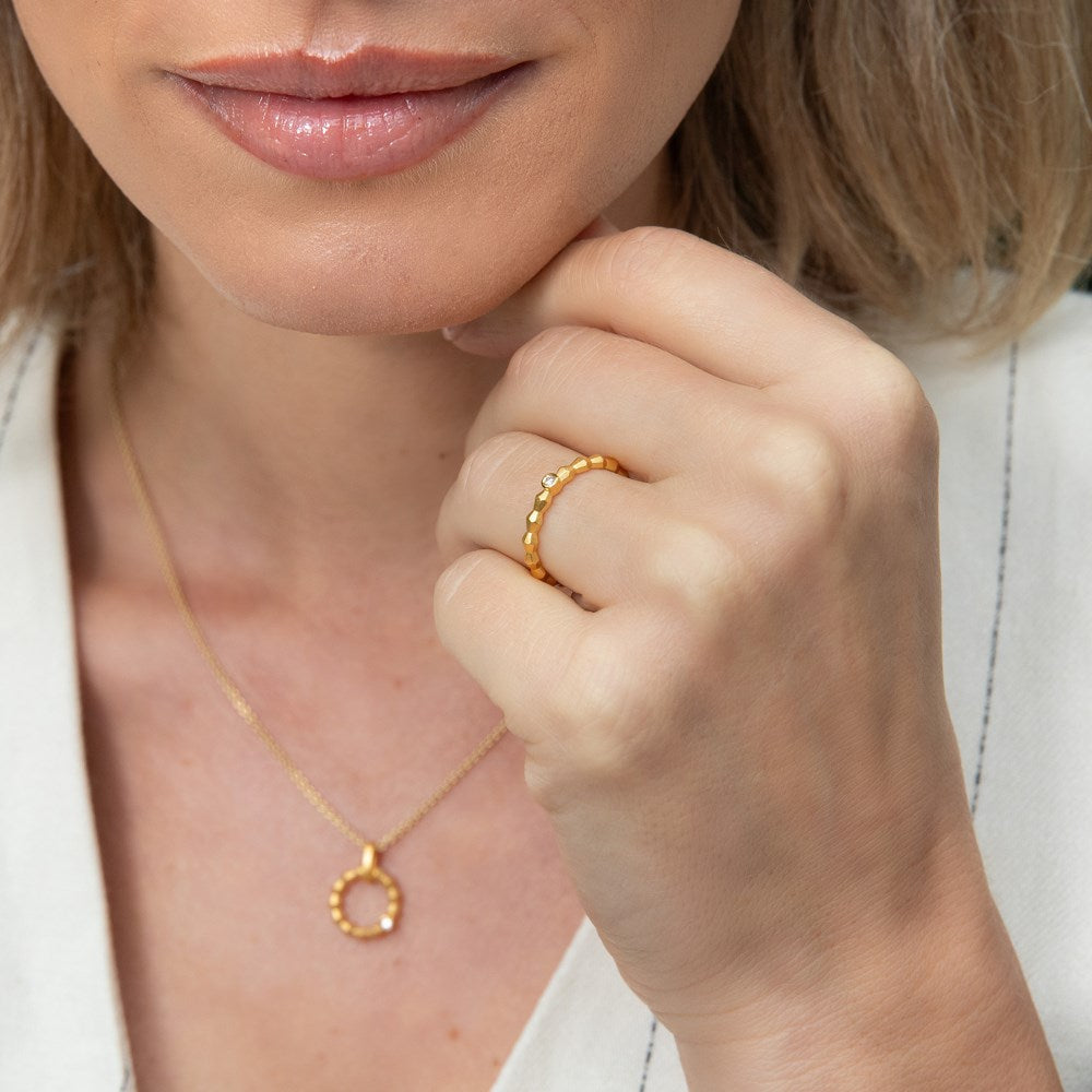 925/- Ring, fg mat., Brillant 0,02ct W-SI - 52 / Nicht rhodiniert