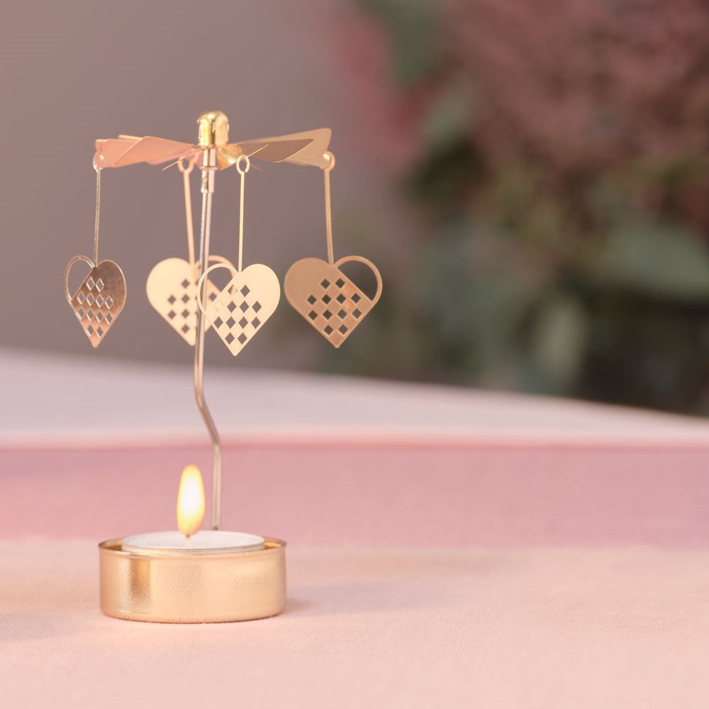 Rotary Candle Holder w. Christmas hearts