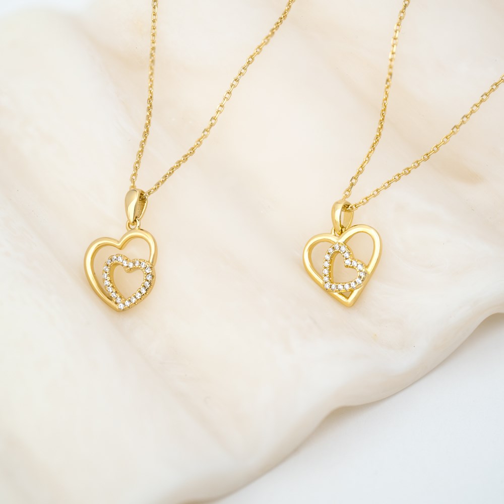 Forg. sølvvedhæng hjerte m/cz inkl. kæde - RiveraNor