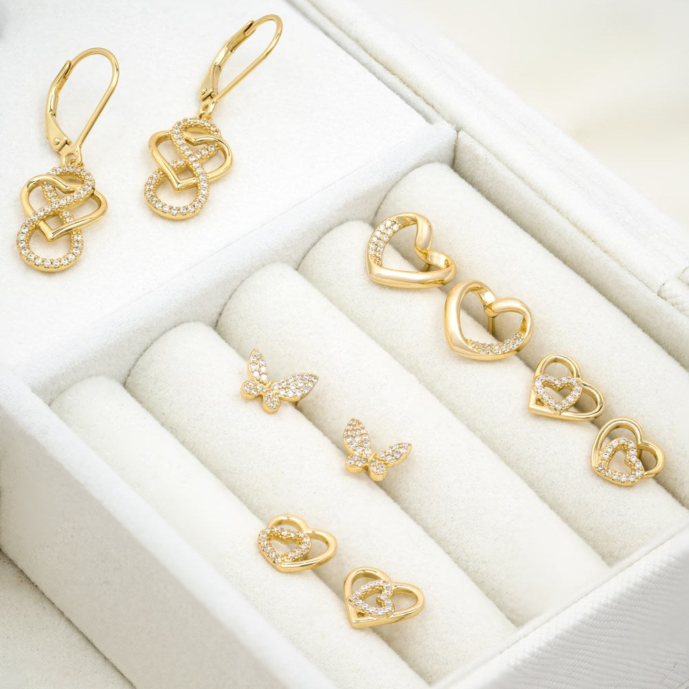 Forg. sølvørehængere hjerte/engel m/cz  - RiveraNor