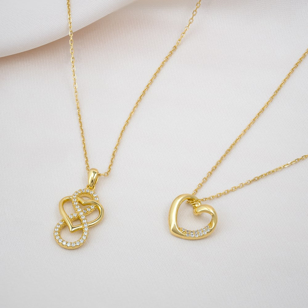 Forg. sølvvedhæng hjerte m/cz inkl. kæde - RiveraNor