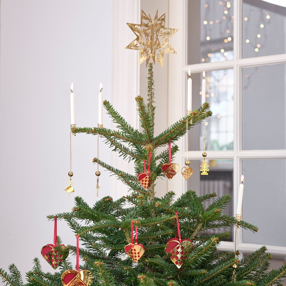 Candle holder - fir tree - gold-plated