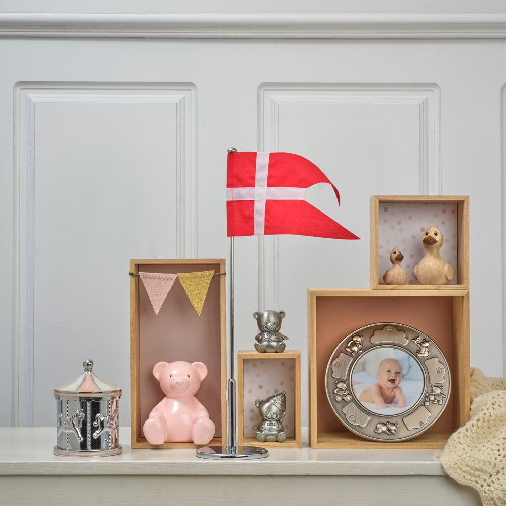 Forkromet sparebøsse lyserød karusel